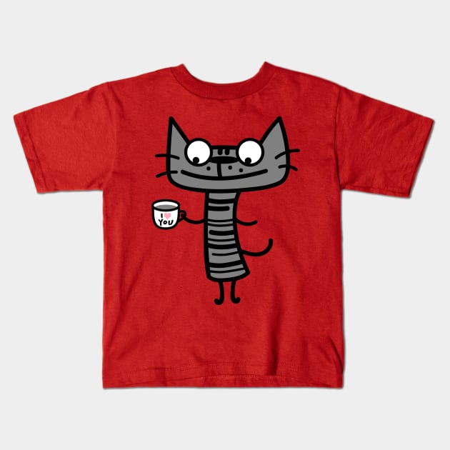 I love you- cat Kids T-Shirt by spontania